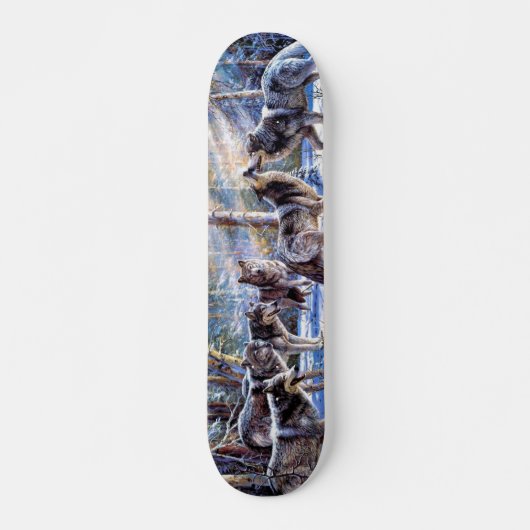 Grijze wolven schilderen persoonlijk skateboard (Voorkant)