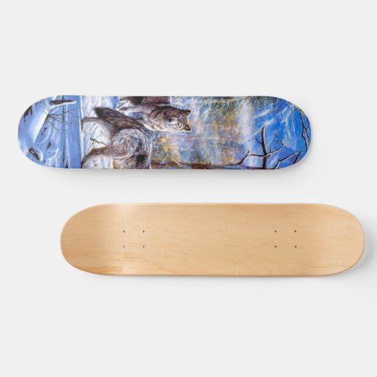 Grijze wolven schilderen persoonlijk skateboard (Horizontaal)