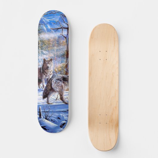 Grijze wolven schilderen persoonlijk skateboard (Voorkant)