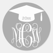 Grijze Wt Wing Script Monogram Afstudeer DIY BG