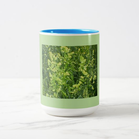 Grijze zaadblokken tweekleurige koffiemok (Center)