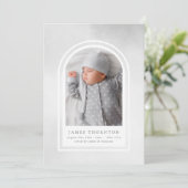 grijze zachte waterverf foto baby geboorte aankondiging (Staand voorkant)