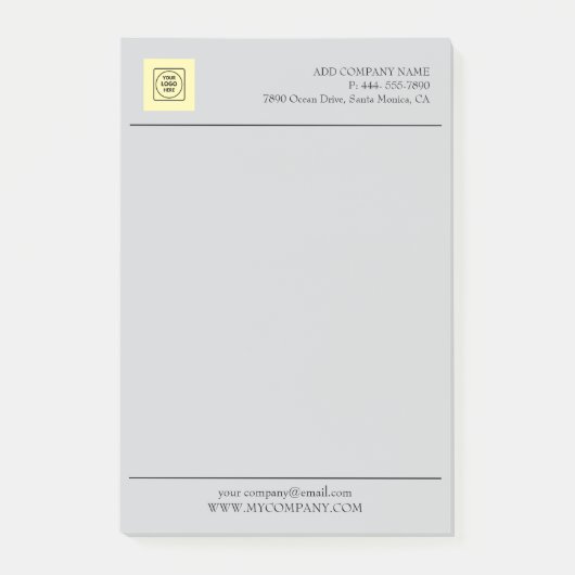 Grijze Zakelijk Logo Branding Minimaal Briefpapier Post-it® Notes (Voorkant)