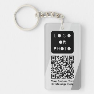 Grijze zakelijke Logo QR-code Foto Eenvoudige Kant Sleutelhanger