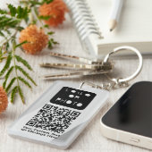 Grijze zakelijke Logo QR-code Foto Eenvoudige Kant Sleutelhanger (Voorkant Rechts)