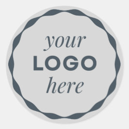 Grijze Zakelijke Op maat gemaakte Logo Scalloped C Ronde Sticker