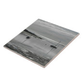 Grijze Zee en zeilbakken keramische tegel Tegeltje (Zijkant)