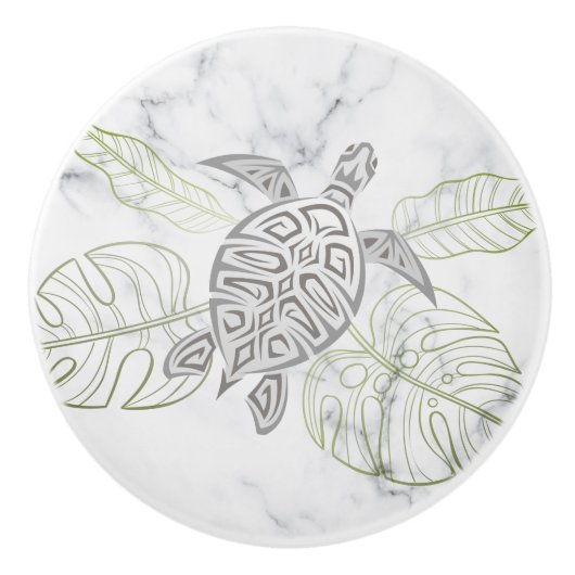 Grijze Zee Turtle Tropische marmer Coastal Keramische Knop (Voorkant)