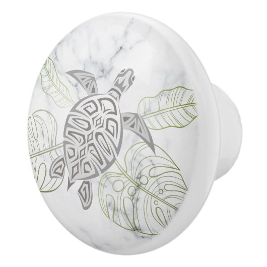 Grijze Zee Turtle Tropische marmer Coastal Keramische Knop (Rechts)