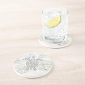 Grijze Zee Turtle Tropische marmer Coastal Zandsteen Onderzetter (Zijkant)