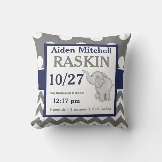 Grijze zeemacht Elephant-Baby Kussen (Voorkant)