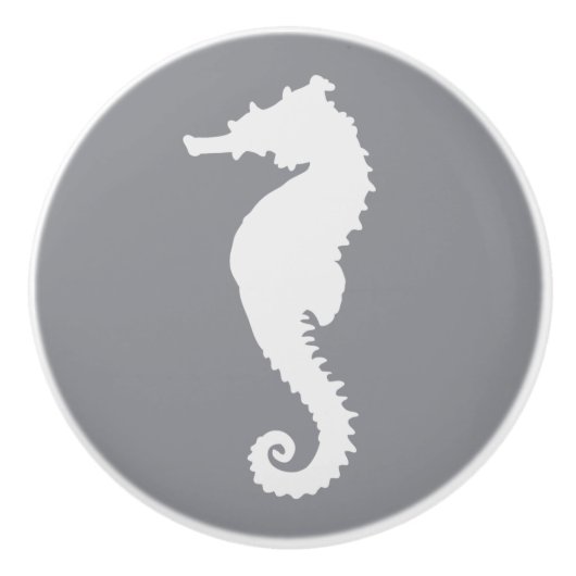 Grijze zeepaardkust Nautisch strand Keramische Knop (Voorkant)