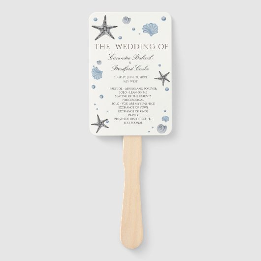 Grijze Zeester  Blauwe Schelp ceremonieprogramma  Handwaaier (Voorkant)