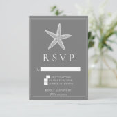 Grijze Zeester Huwelijk RSVP Kaart (Staand voorkant)