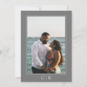 Grijze Zeester Monogram Foto Save The Date (Achterkant)