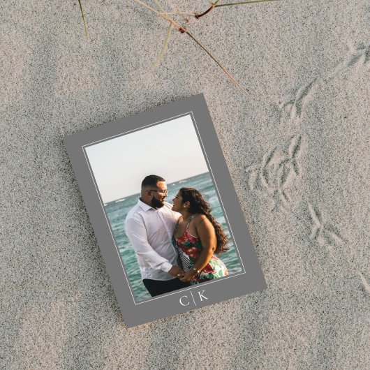 Grijze Zeester Monogram Foto Save The Date