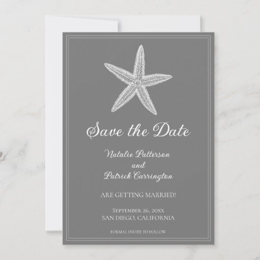 Grijze Zeester Save the Date Uitnodiging (Voorkant)