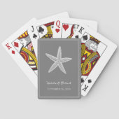 Grijze zeesterren bruiloft pokerkaarten (Achterkant)