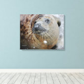 Grijze zegel op ijs canvas afdruk (Insitu (Houten vloer))