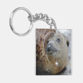 Grijze zegel op ijs sleutelhanger (Voorkant Links)