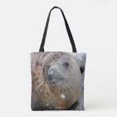 Grijze zegel op ijs tote bag (Achterkant)