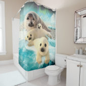 Grijze zegels douchegordijn (In situ)