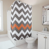 Grijze ziggen met Oranje accenten Douchegordijn (In situ)