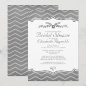 Grijze Zigzag Bridal Shower Invitations Kaart (Voorkant / Achterkant)