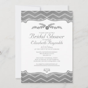 Grijze Zigzag Bridal Shower Invitations Kaart