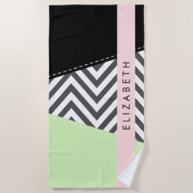 Grijze Zigzag, Grijze Chevron, Mint, Uw Naam