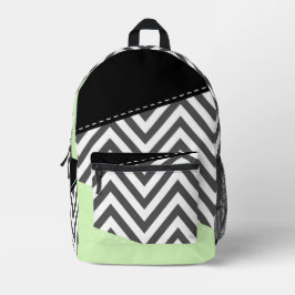 Grijze zigzag, Grijze Chevron, Zigzag Pattern, Min Bedrukte Rugzak