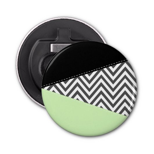 Grijze zigzag, Grijze Chevron, Zigzag Pattern, Min Button Flesopener (Voorkant)