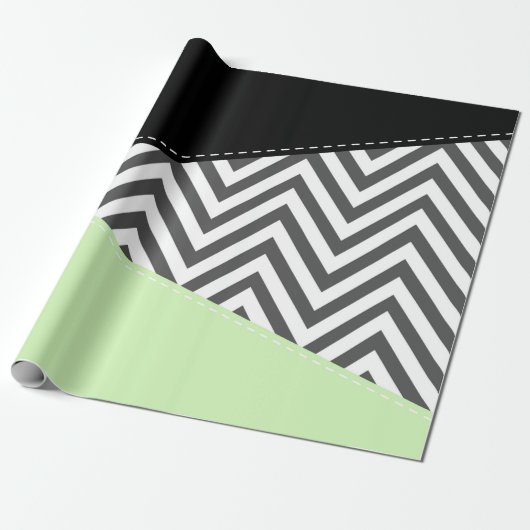 Grijze zigzag, Grijze Chevron, Zigzag Pattern, Min Cadeaupapier (Uitgerold)