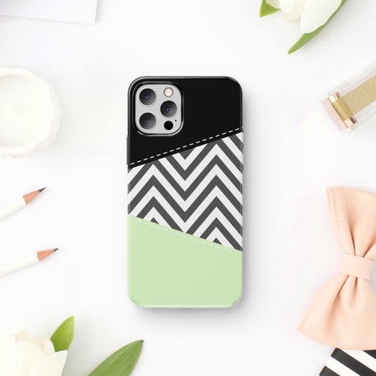 Grijze zigzag, Grijze Chevron, Zigzag Pattern, Min Case-Mate iPhone Case