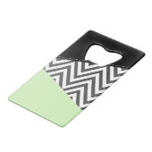 Grijze zigzag, Grijze Chevron, Zigzag Pattern, Min Creditkaart Flessenopener (Voorkant Gekanteld)