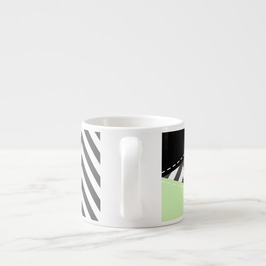 Grijze zigzag, Grijze Chevron, Zigzag Pattern, Min Espresso Kop (Achterkant)