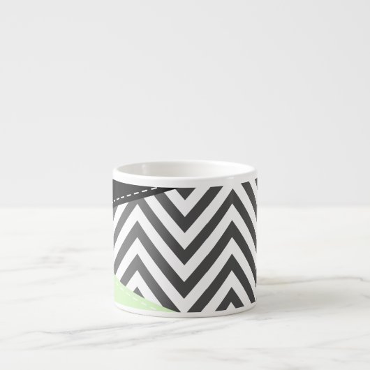 Grijze zigzag, Grijze Chevron, Zigzag Pattern, Min Espresso Kop (Voorkant)