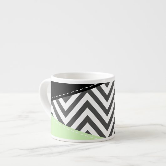 Grijze zigzag, Grijze Chevron, Zigzag Pattern, Min Espresso Kop (Links)