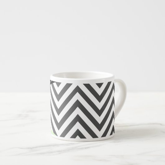 Grijze zigzag, Grijze Chevron, Zigzag Pattern, Min Espresso Kop (Voorkant rechts)