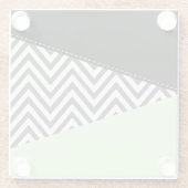 Grijze zigzag, Grijze Chevron, Zigzag Pattern, Min Glazen Onderzetter (Achterkant)
