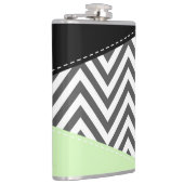 Grijze zigzag, Grijze Chevron, Zigzag Pattern, Min Heupfles (Rechts)