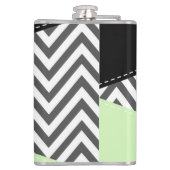 Grijze zigzag, Grijze Chevron, Zigzag Pattern, Min Heupfles (Achterkant)