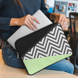 Grijze zigzag, Grijze Chevron, Zigzag Pattern, Min Laptop Sleeve