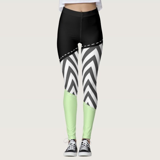 Grijze zigzag, Grijze Chevron, Zigzag Pattern, Min Leggings (Voorkant)