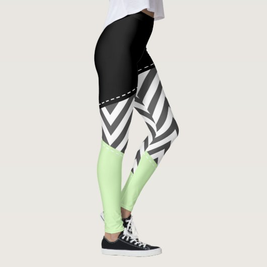 Grijze zigzag, Grijze Chevron, Zigzag Pattern, Min Leggings (Rechts)
