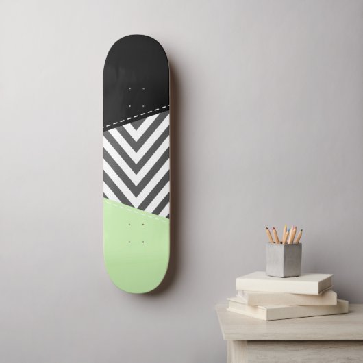 Grijze zigzag, Grijze Chevron, Zigzag Pattern, Min Persoonlijk Skateboard (Muurkunst)