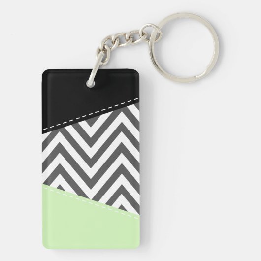 Grijze zigzag, Grijze Chevron, Zigzag Pattern, Min Sleutelhanger (achterkant)