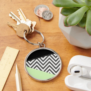 Grijze zigzag, Grijze Chevron, Zigzag Pattern, Min Sleutelhanger