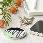 Grijze zigzag, Grijze Chevron, Zigzag Pattern, Min Sleutelhanger (Zijkant)