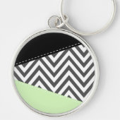 Grijze zigzag, Grijze Chevron, Zigzag Pattern, Min Sleutelhanger (Voorkant)